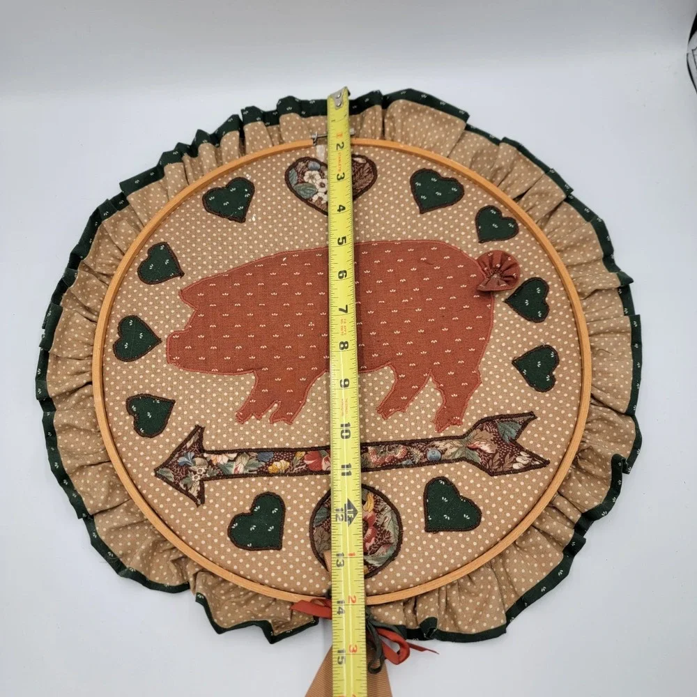 Vtg‎ Rusty Pig Hoop Appliqué Quilt- By Yours Truly COMPLETED Country Cottagecore